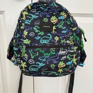 STATE Kids Backpack with Dinosaur Print - Black and Multicolor